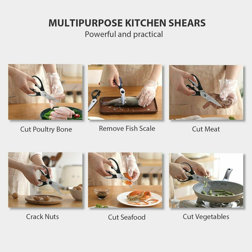 Tobox Kitchen Scissors Black, Ultra Sharp Multi-functional Kitchen Shears NEW