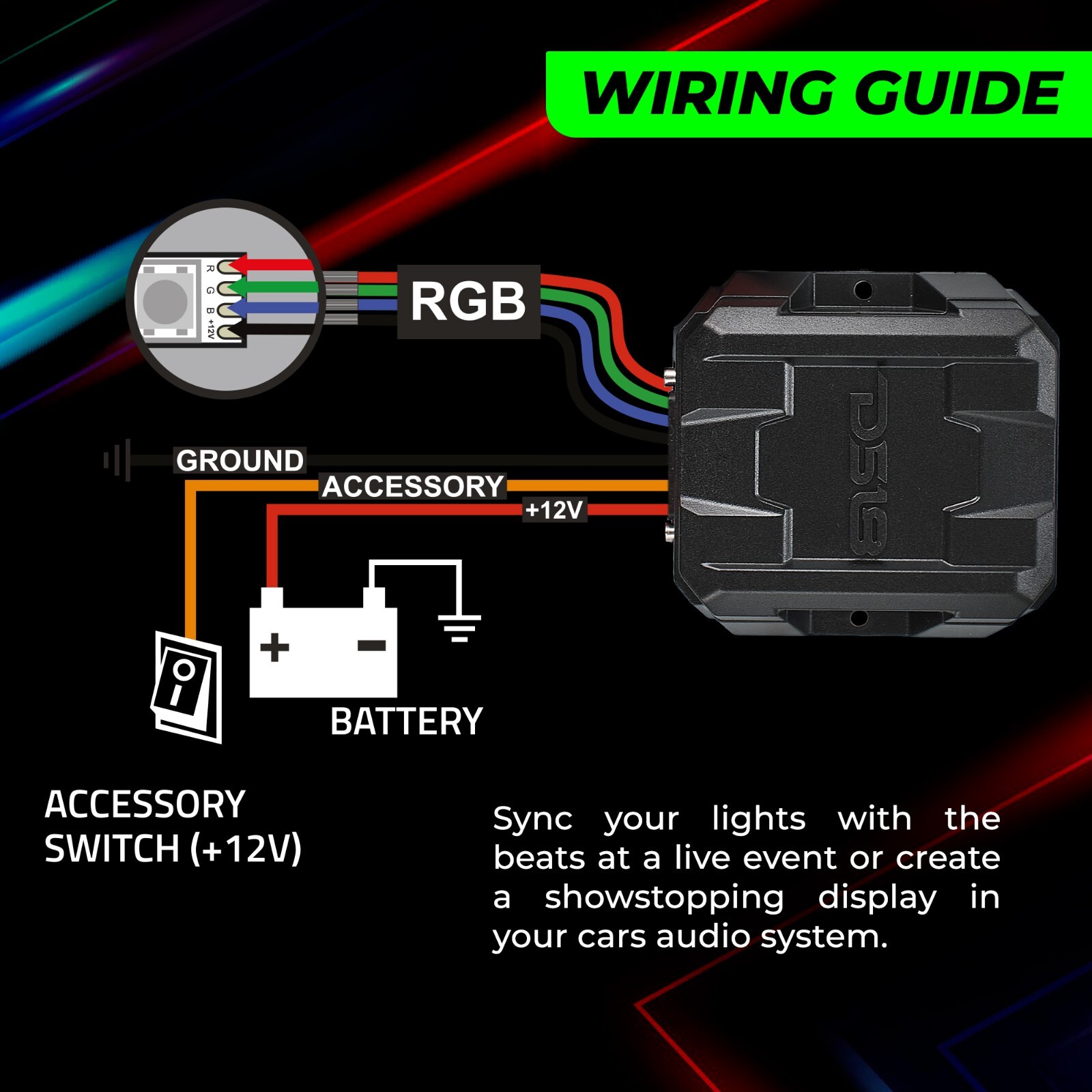 DS18 LC-RGB RGB-LED Lights Bluetooth Controller Water Resistant Bluetooth v5.4
