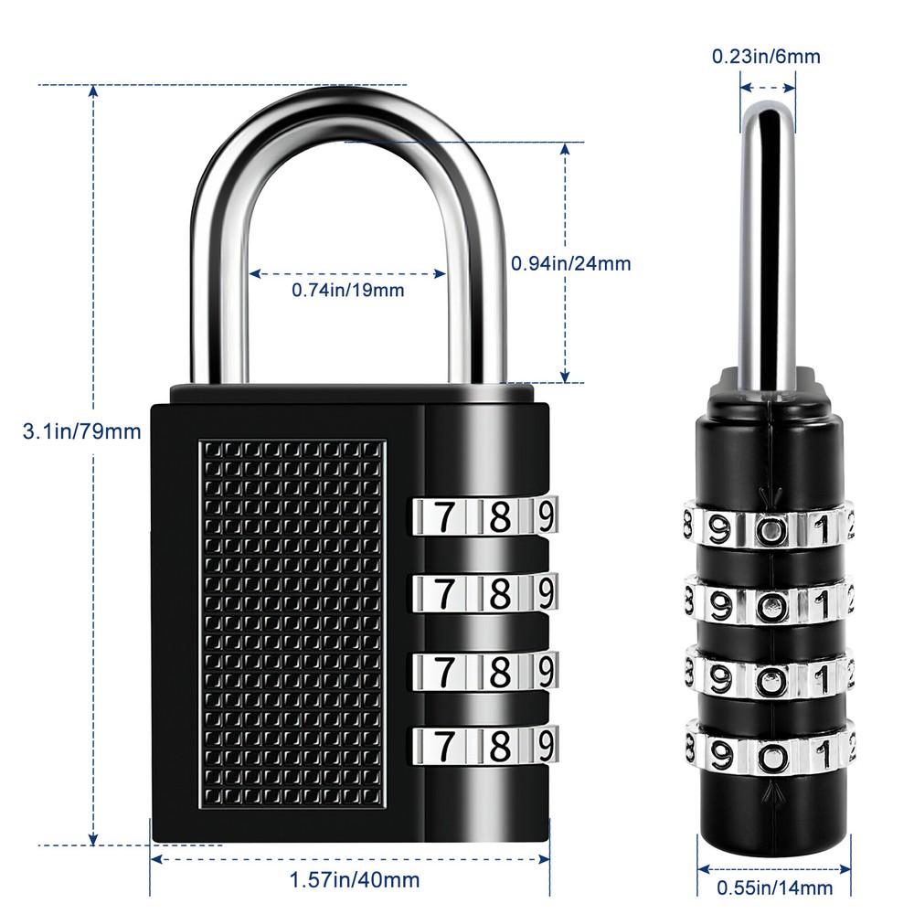 Combination Lock Resettable 4-Digit Anti Rust Weatherproof Padlock