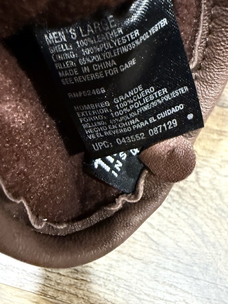 Thinsulate Insulation Soft Brown Leather Glows SZ L 40 Gram