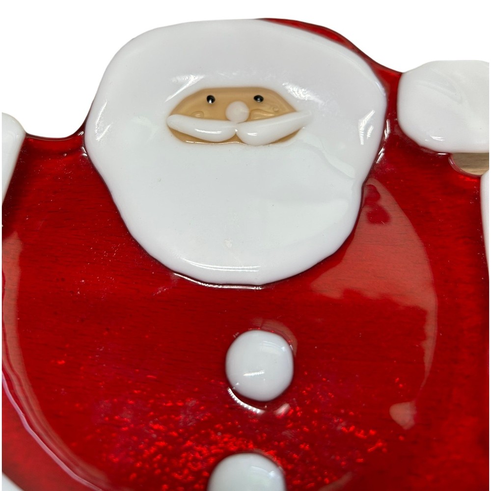 Glass Santa Claus Dish Multiple Uses EUC