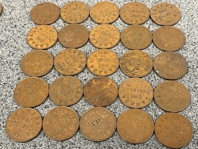 Roll (50) 1931 Canadian Small Cents (A)