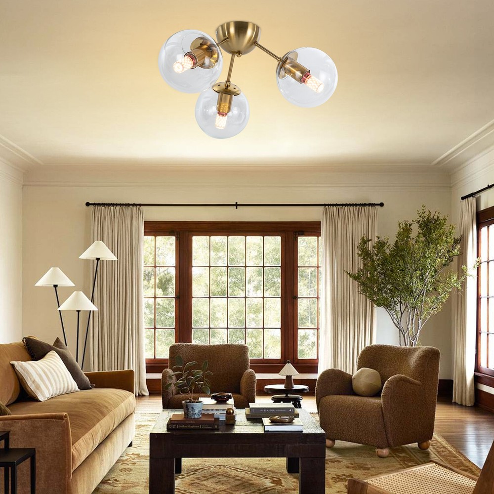 3 Heads Gold Ceiling Light ‎modern Ceiling Lamp Flush Mount Lighting Fixture