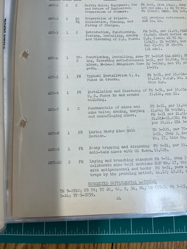 WWII US Army Basic Military Training Program Binder 1944
