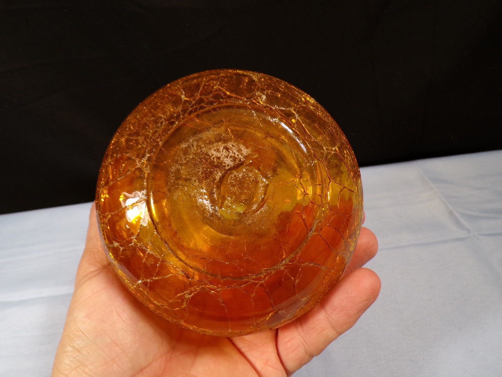 Kanawha Amber Crackle Glass Small Decanter w/ Stopper