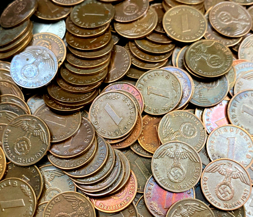 Germany WWII Era Third Reich Nazi Genuine 1 Reichspfennig Coin 1936-1940 Bronze
