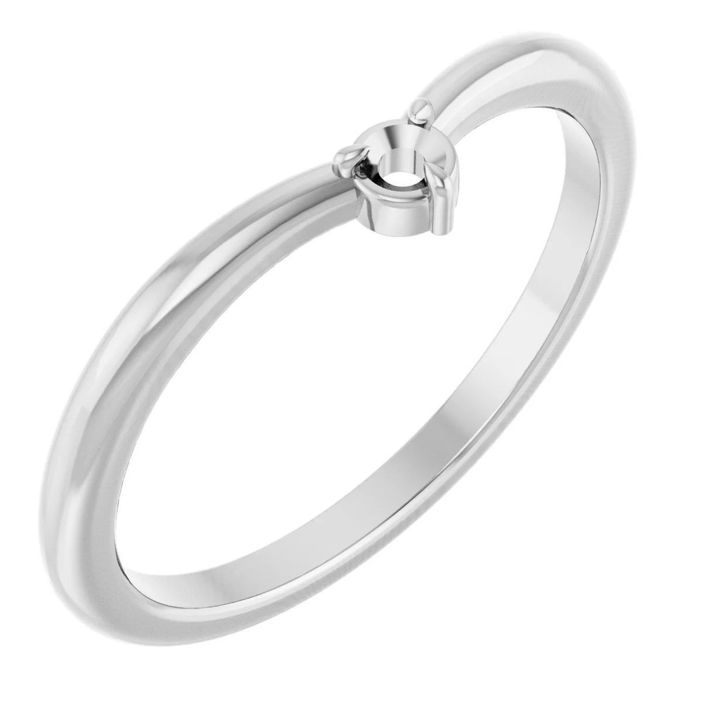 Semi Mount Ring 4mm Round Minimalist Solitaire Band 925 Silver Setting