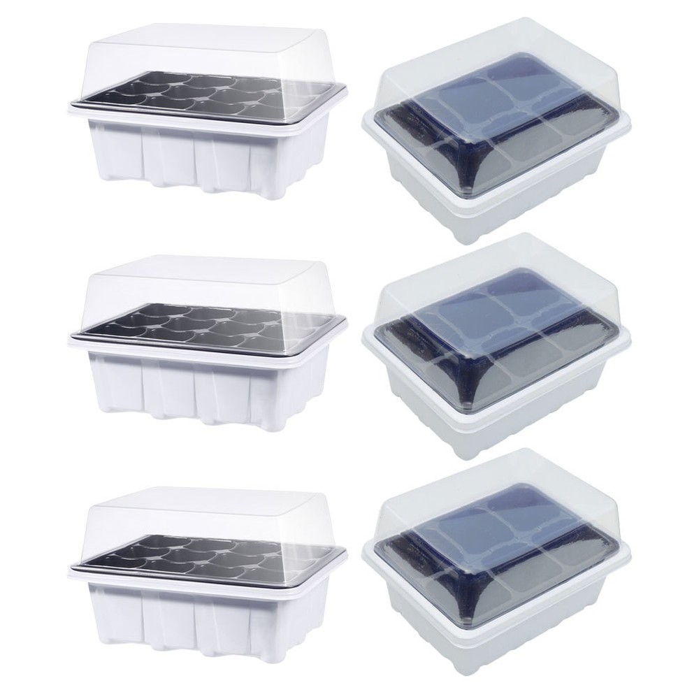 6 Pcs Plastic Plant Starter Trays Boxes for Vegetable Germination Gardening