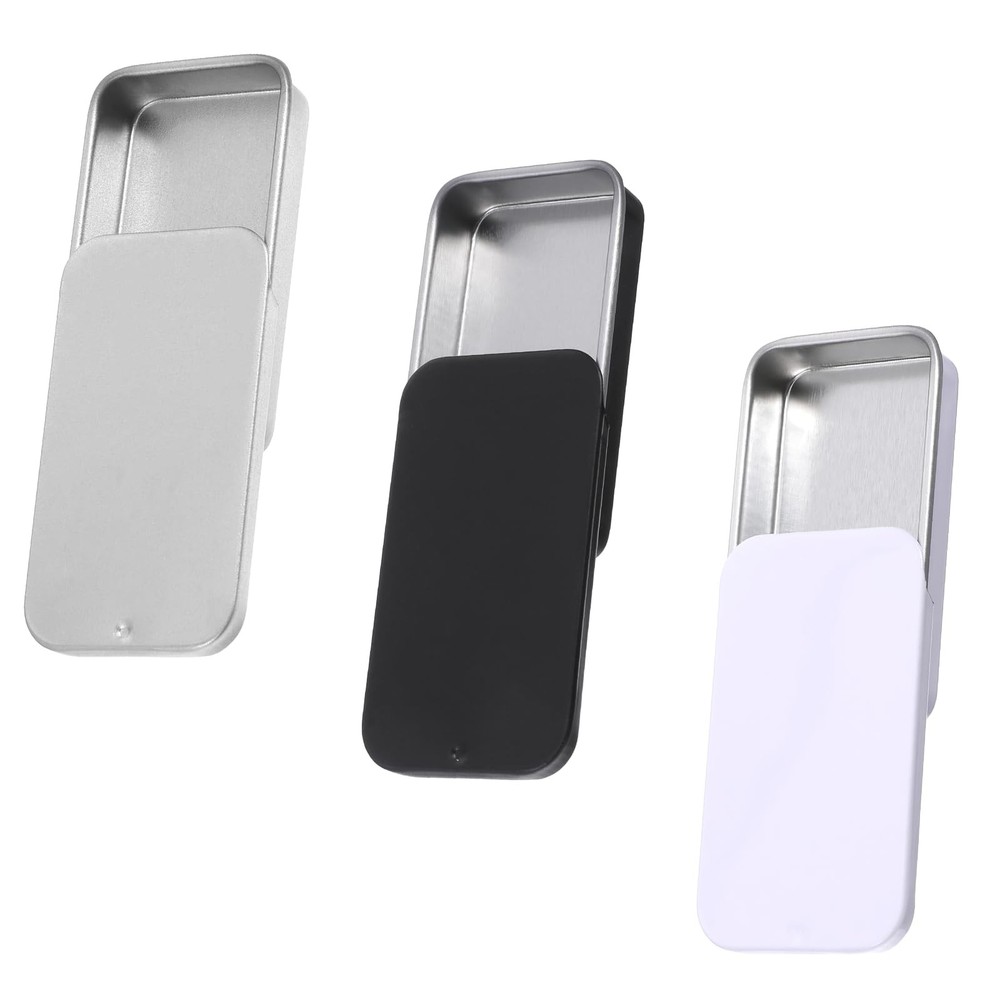 Mini caja de lata de metal portátil, rectangular, vacía, con bisagras