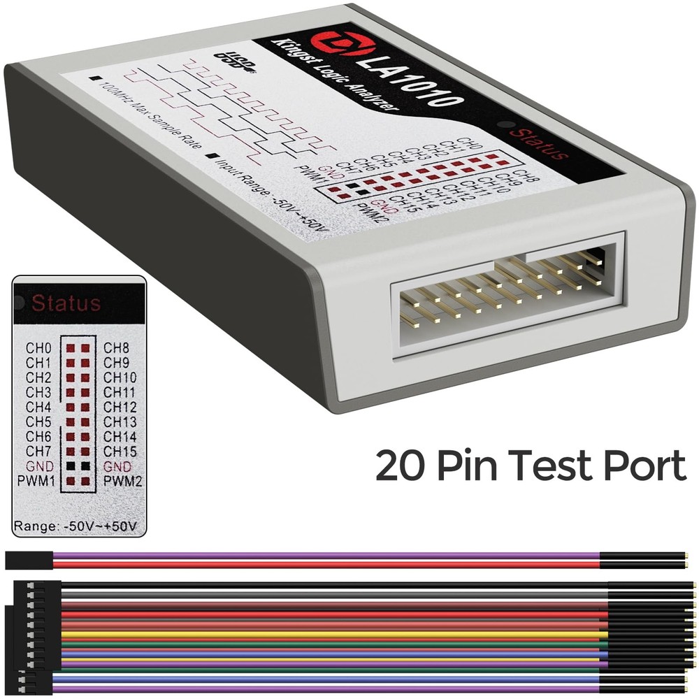 LA1010 USB Logic Analyzer 16 Input Channels 100MHz with The English PC Software