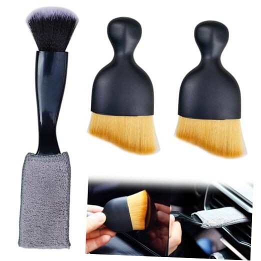 3 Pack Car Interior Detail Dust Brush, Microfiber Duster Brush, Feather