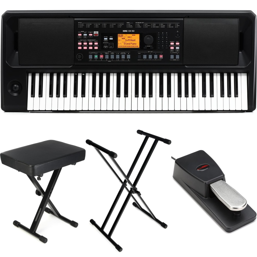 Korg EK-50 61-key Arranger Keyboard Essentials Bundle