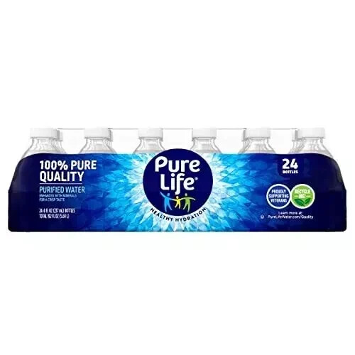 Pure Life Purified, Water 8 Fl Oz Plastic, Bottled Water - 24 Pack