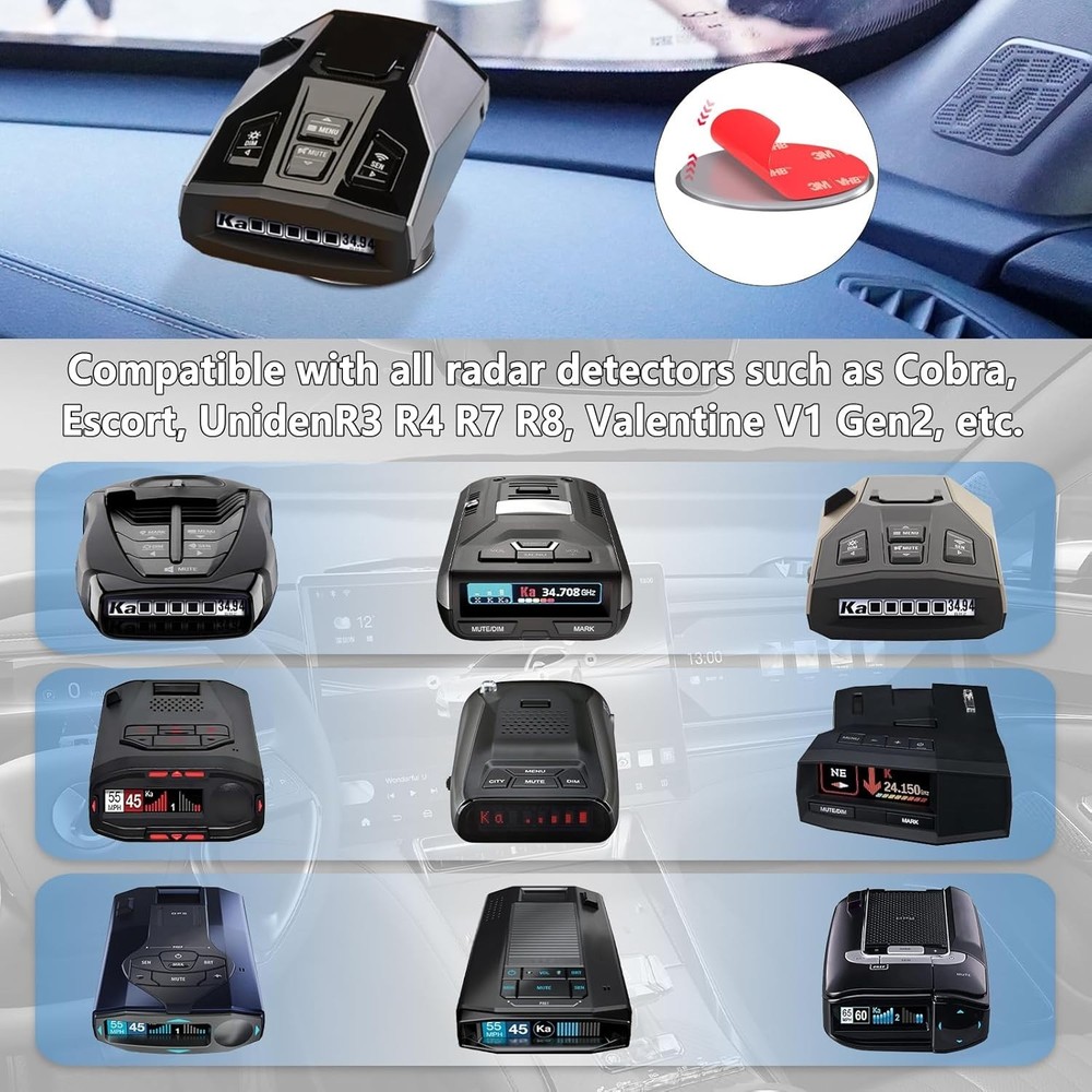 Universal Dashboard Radar Detector Mount with Strong Magnetic Hold - Adjustable