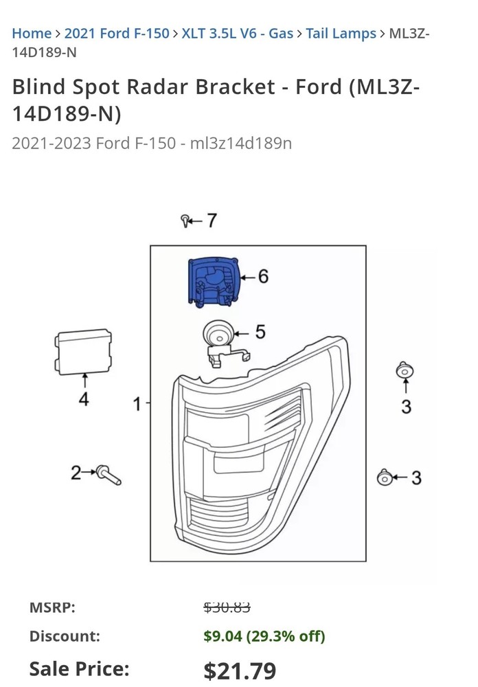 ML3Z-14D189-N blind Spot RADAR BRACKET