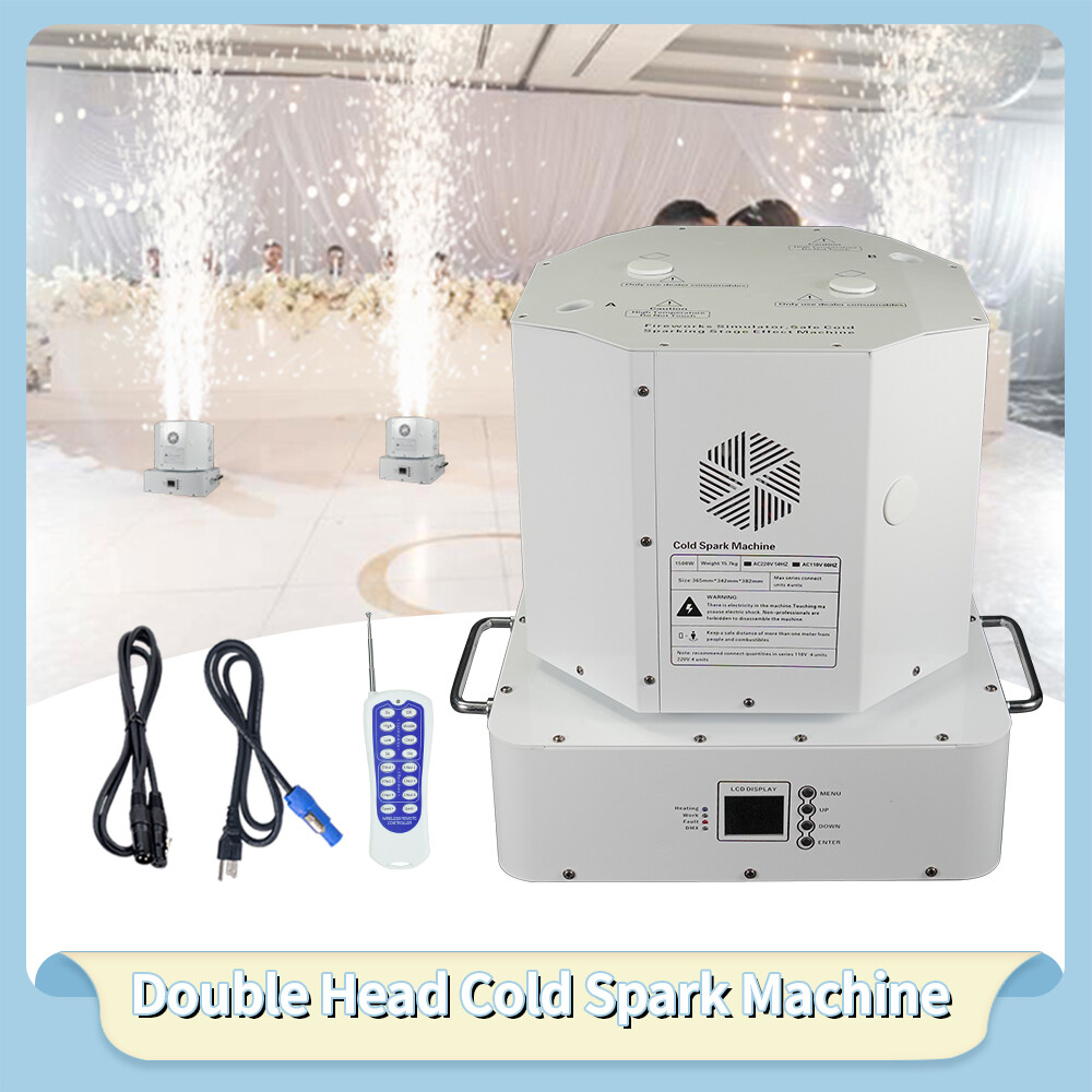 1500W Dual Head Rotate DMX Cold Spark Machine Sparkler Firework with Flight Case