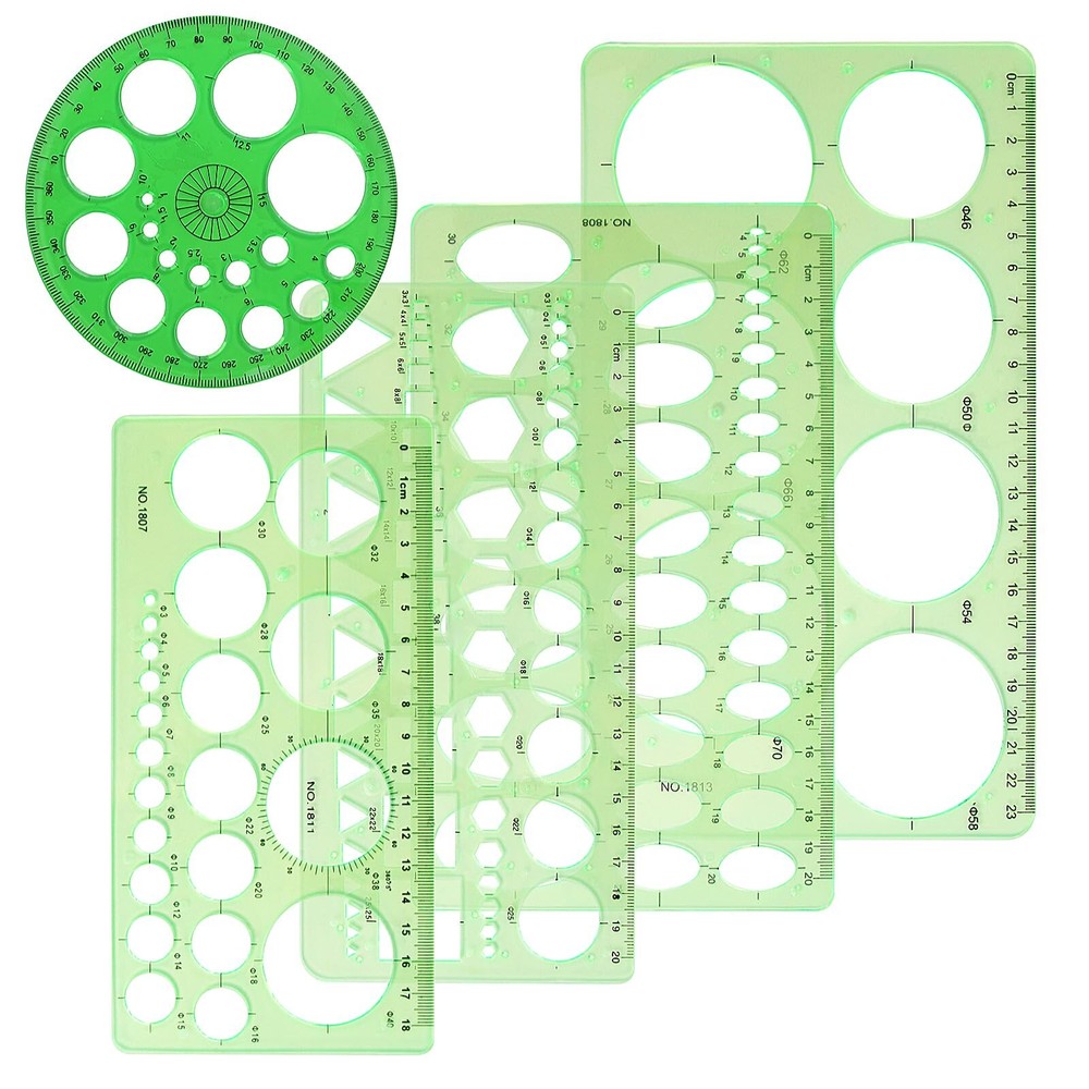 Circle Template 5 Pieces Plastic Circle and Oval Measuring Templates