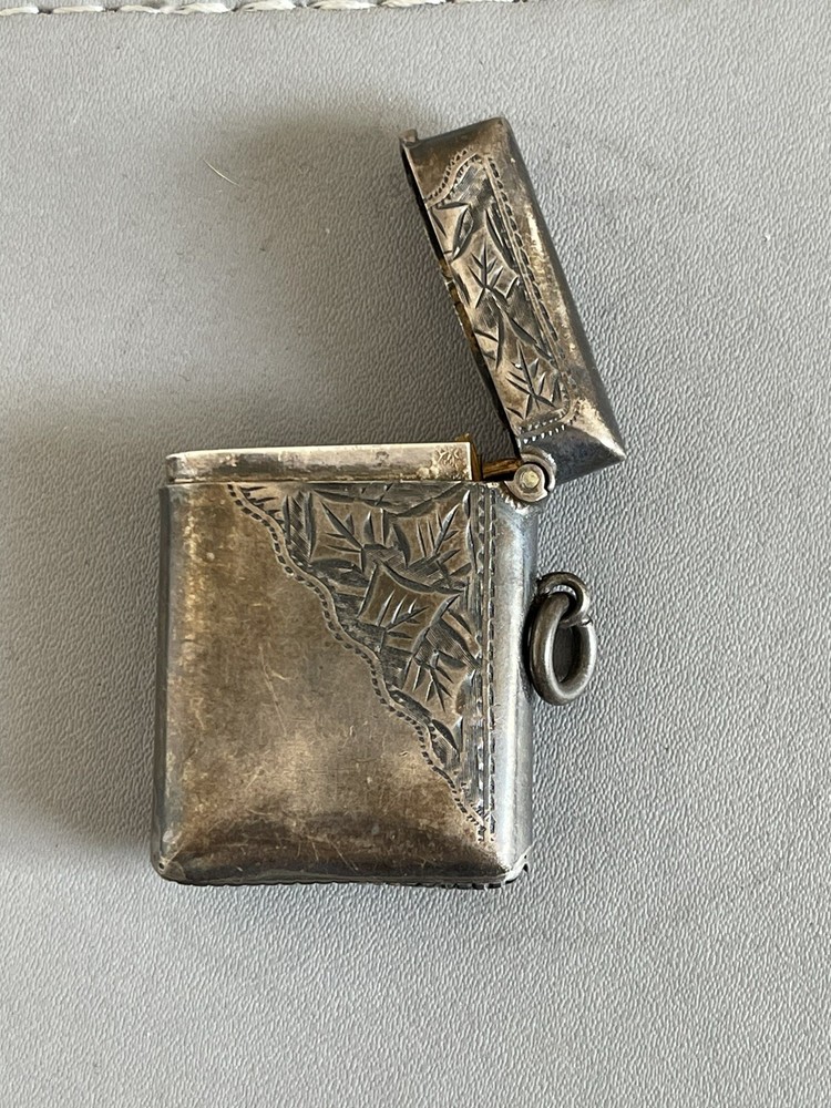 antique silver vesta case