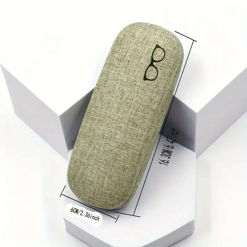 Blue Linen Hard Glasses Case - New