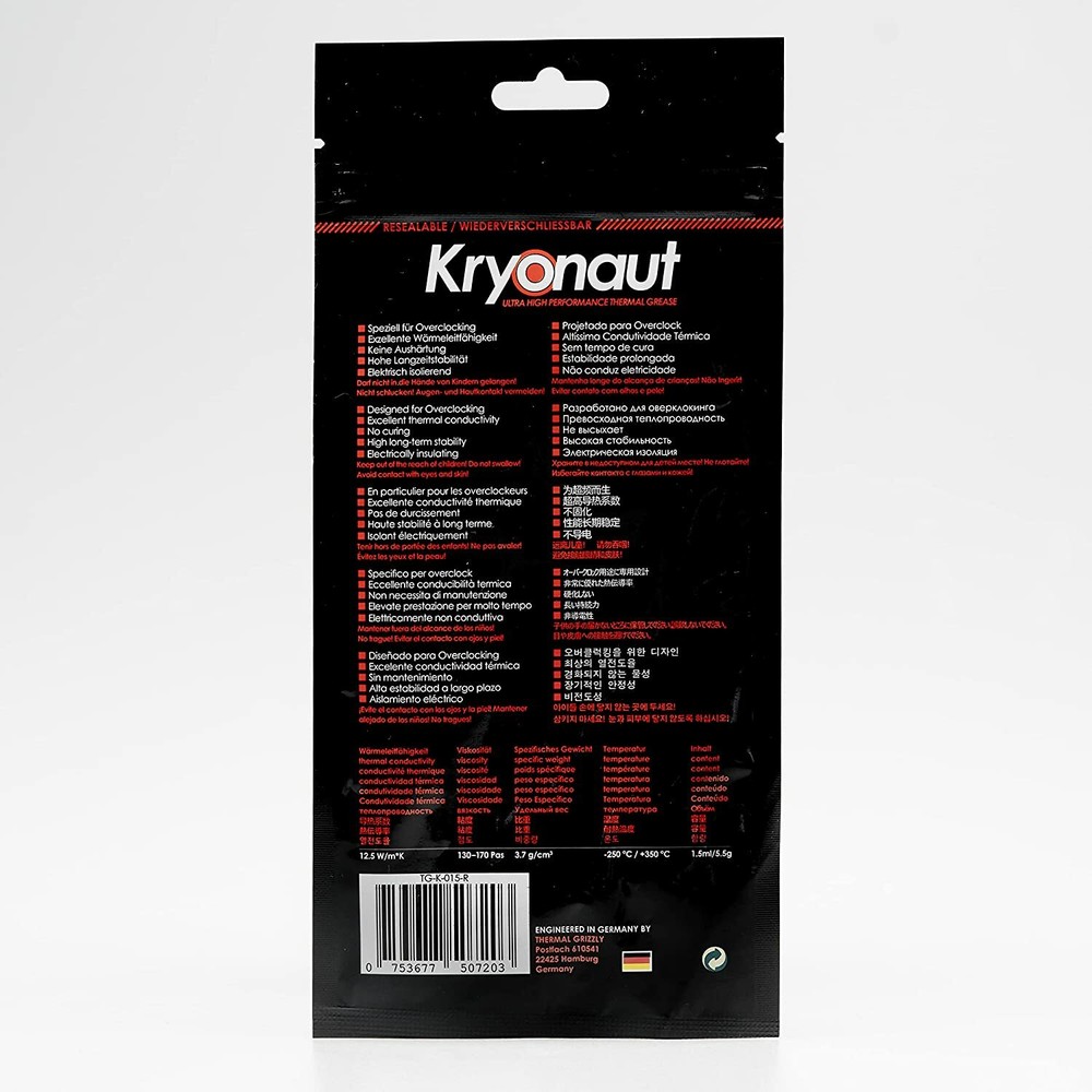 Thermal Grizzly Kryonaut The High Performance Thermal Paste for Cooling CPU/GPU
