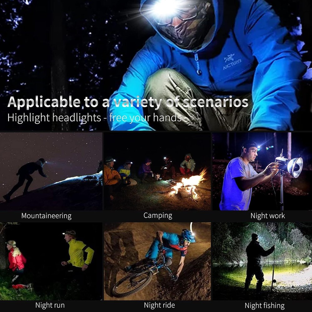 DARKBEAM Hard hat Headlamp COB LED Floodlight with Red Light USB Black