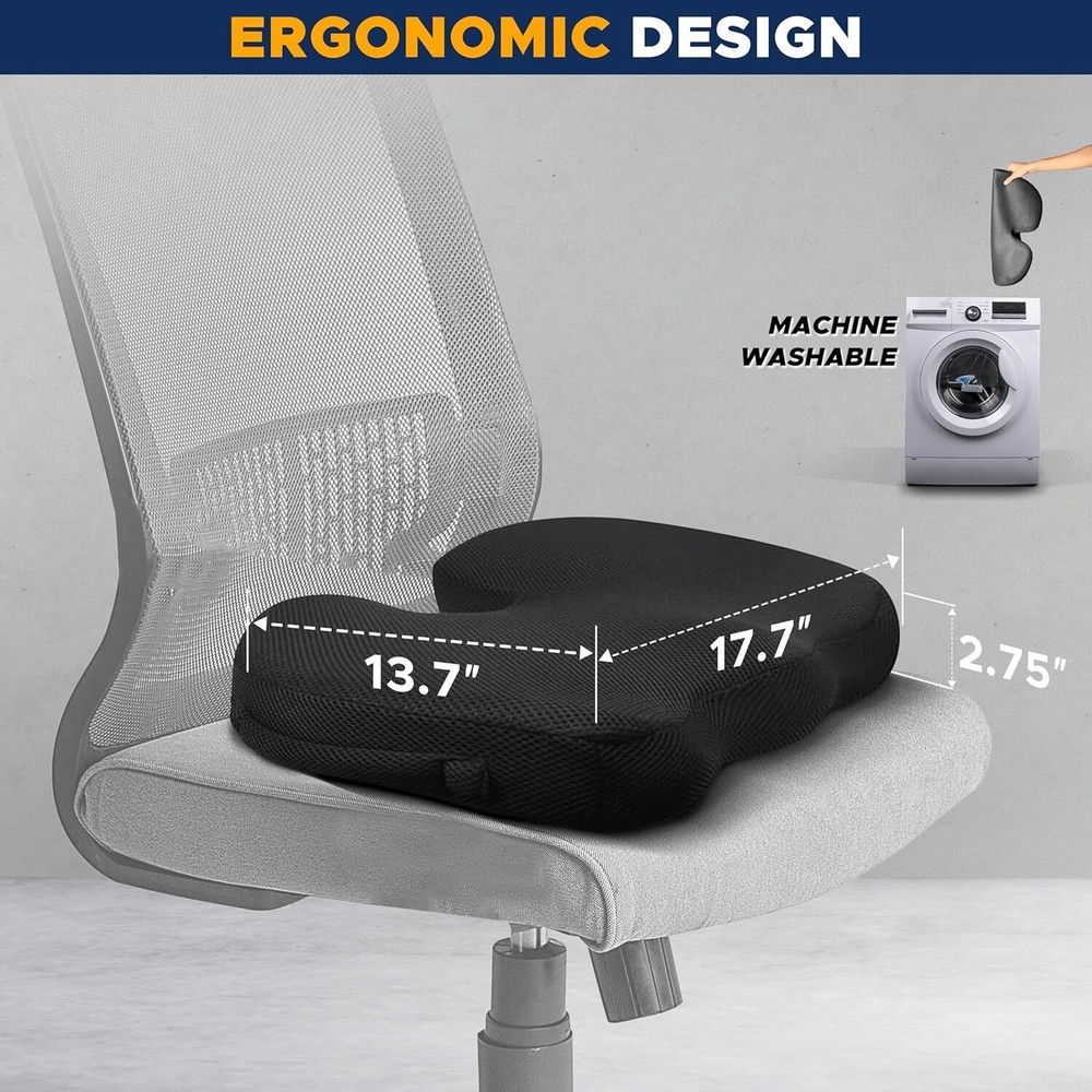Memory Foam Prostate Cushion Tailbone Sciatica Back Pain Relief Comfy Car Seat