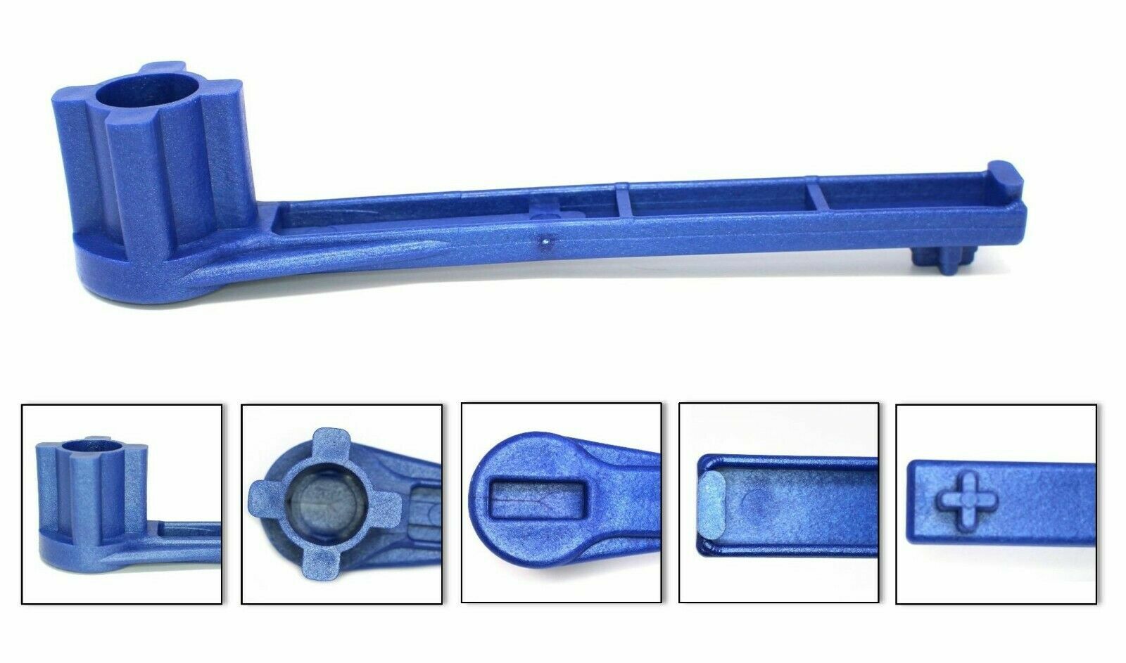 Blue 4-IN-1 Bung Drum Wrench 55-30-15 Gallon Water Barrel Nut Cap Plug