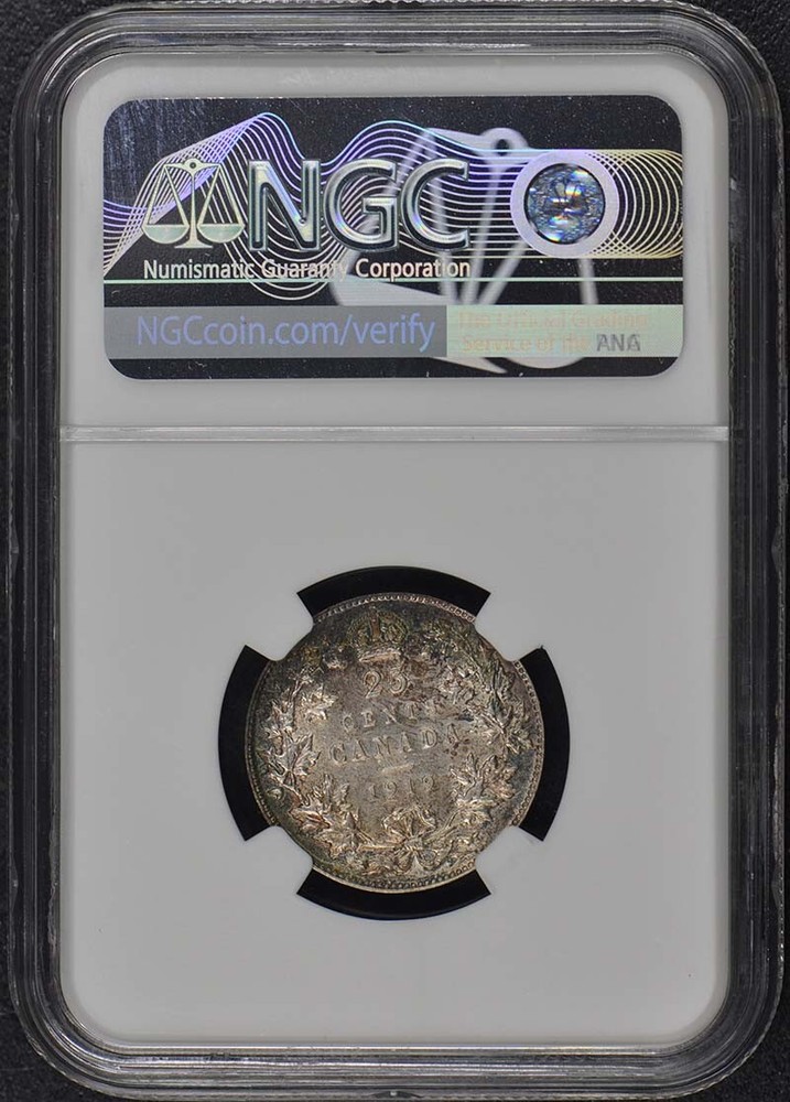 1919 CANADA 25C NGC AU58