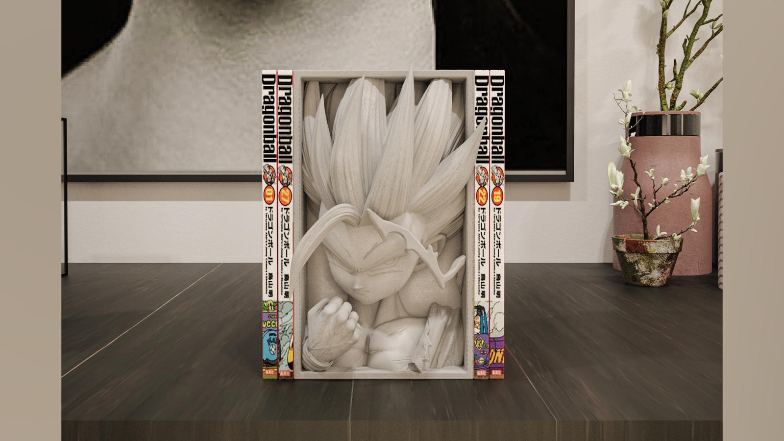 Dragon Ball Z Gohan SSJ2 Manga Book Nook - 3D Printed Bookshelf Insert