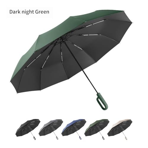 Travel Folding Golf Umbrella 10 Ribs Automatic Dark green