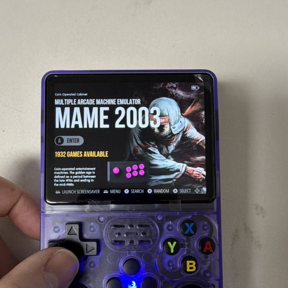 R36S Open Source Handheld Game Console Purple Transparent USB-C