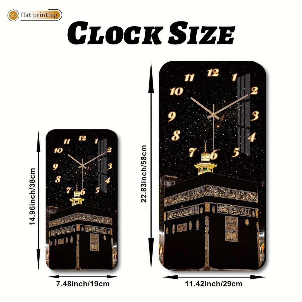 Wooden Rectangular Silent Wall Clock-Decorative Timepiece Modern w/o Batteries.