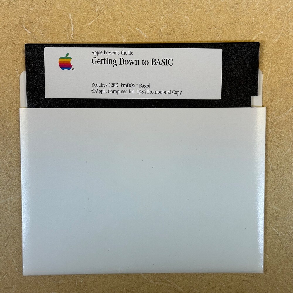 Rare Apple IIe TUTORIAL Double-sided disk Getting ..BASIC / Exploring Apple Logo