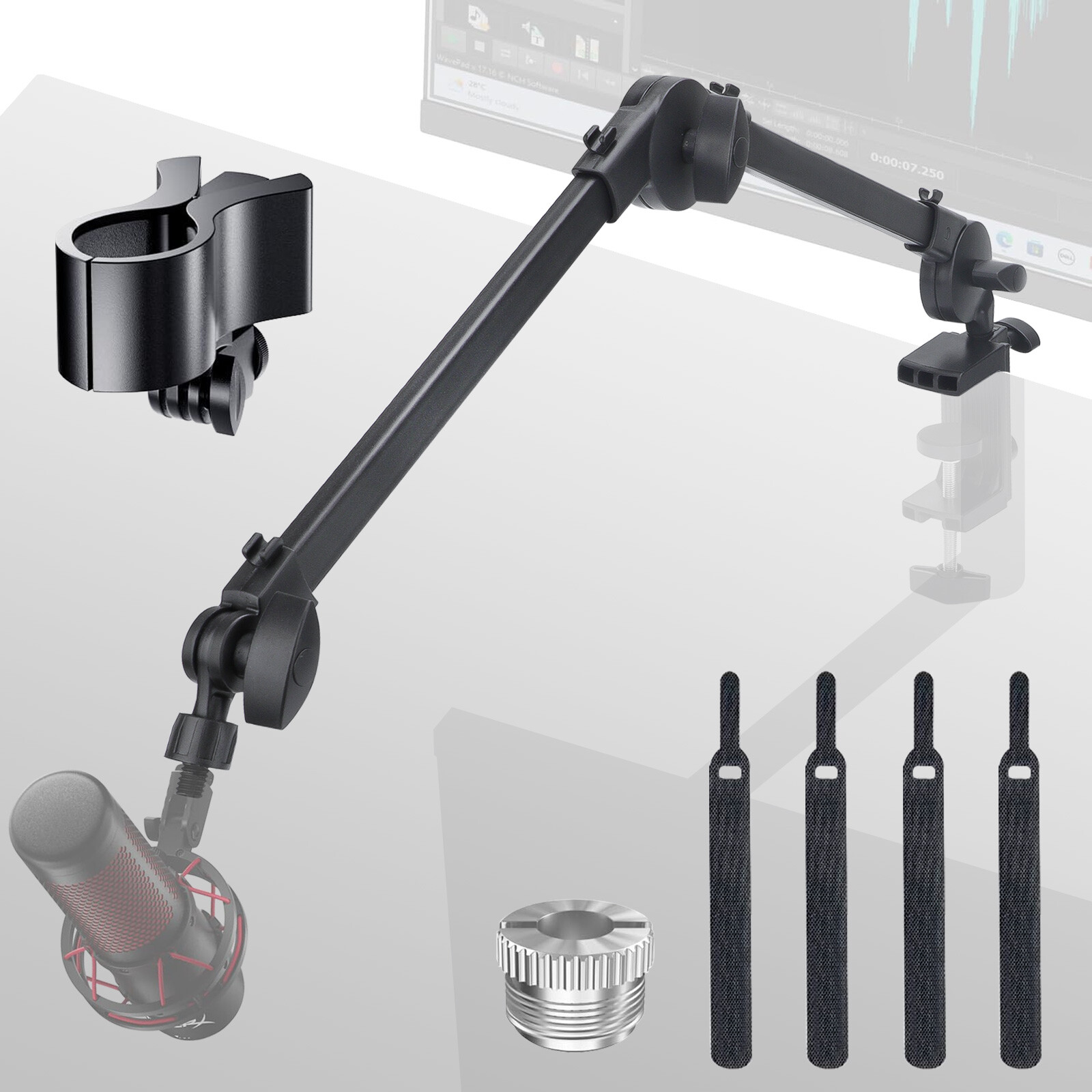 Microphone Boom Arm with Desk Mount 360° Rotatable Adjustable Studio Mic Stand