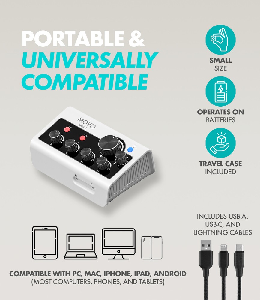 Movo MDX-2 Dual Channel Portable Audio Interface