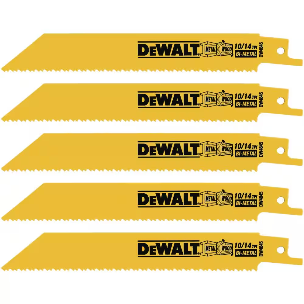 6 In. 10/14 TPI Straight Back Bi Metal Reciprocating Saw Blade (5-Pack)