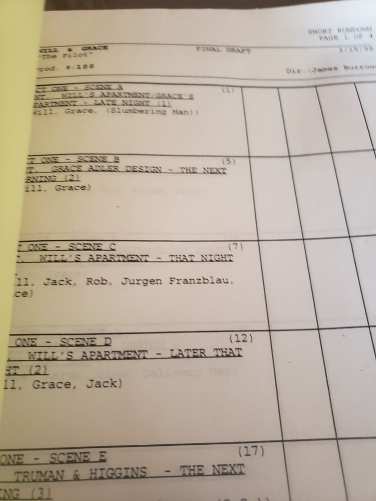 Will & Grace "The Pilot" Final Draft March 15, 1998