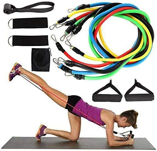 11 PCS Resistance Bands  Portable Set, with Door Anchor, For Home Work out !