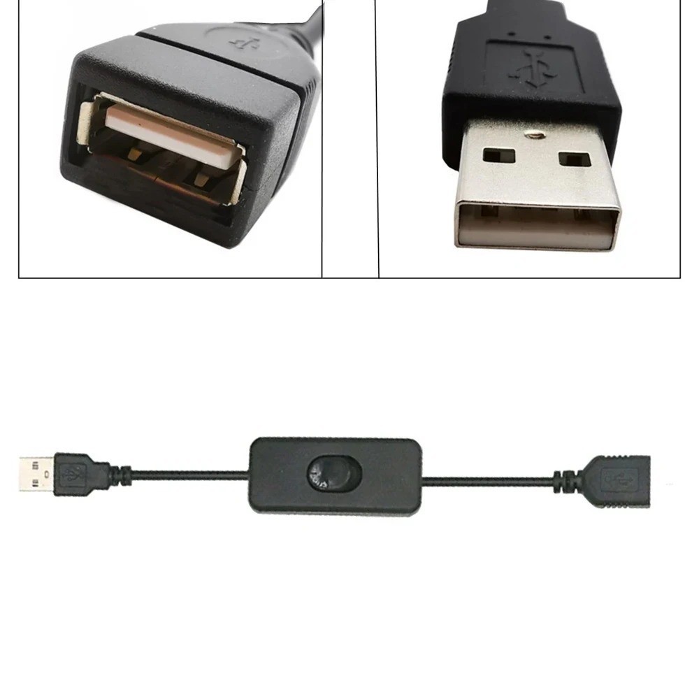 USB Cable with On Off Switch 30cm for Power and Data Transmission 2PCS