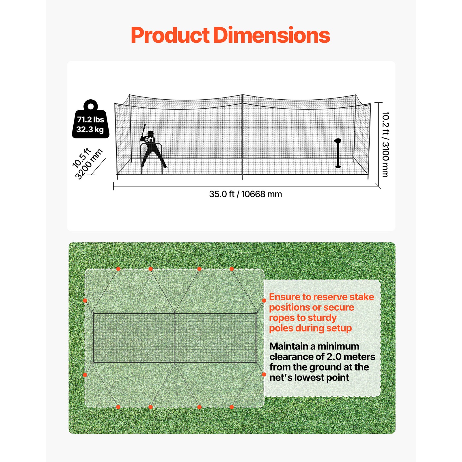 Uimoso Baseball Batting Cage 35 x 10.5 x 10.2FT for Indoor and Outdoor Use