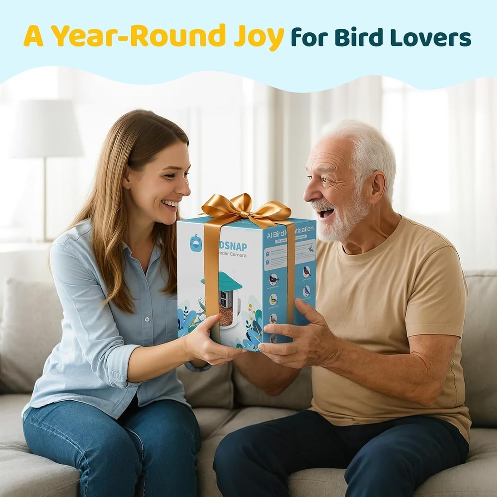 2K HD Bird Feeder Camera with 160° View & AI Identification – Solar Powered