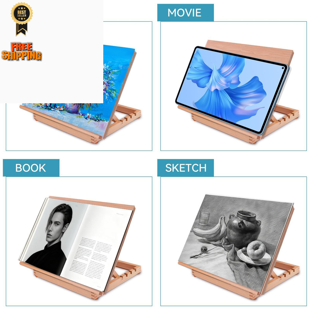 Tabletop Easel A3 Painting with Smooth Surface, Adjustable Angle Wood