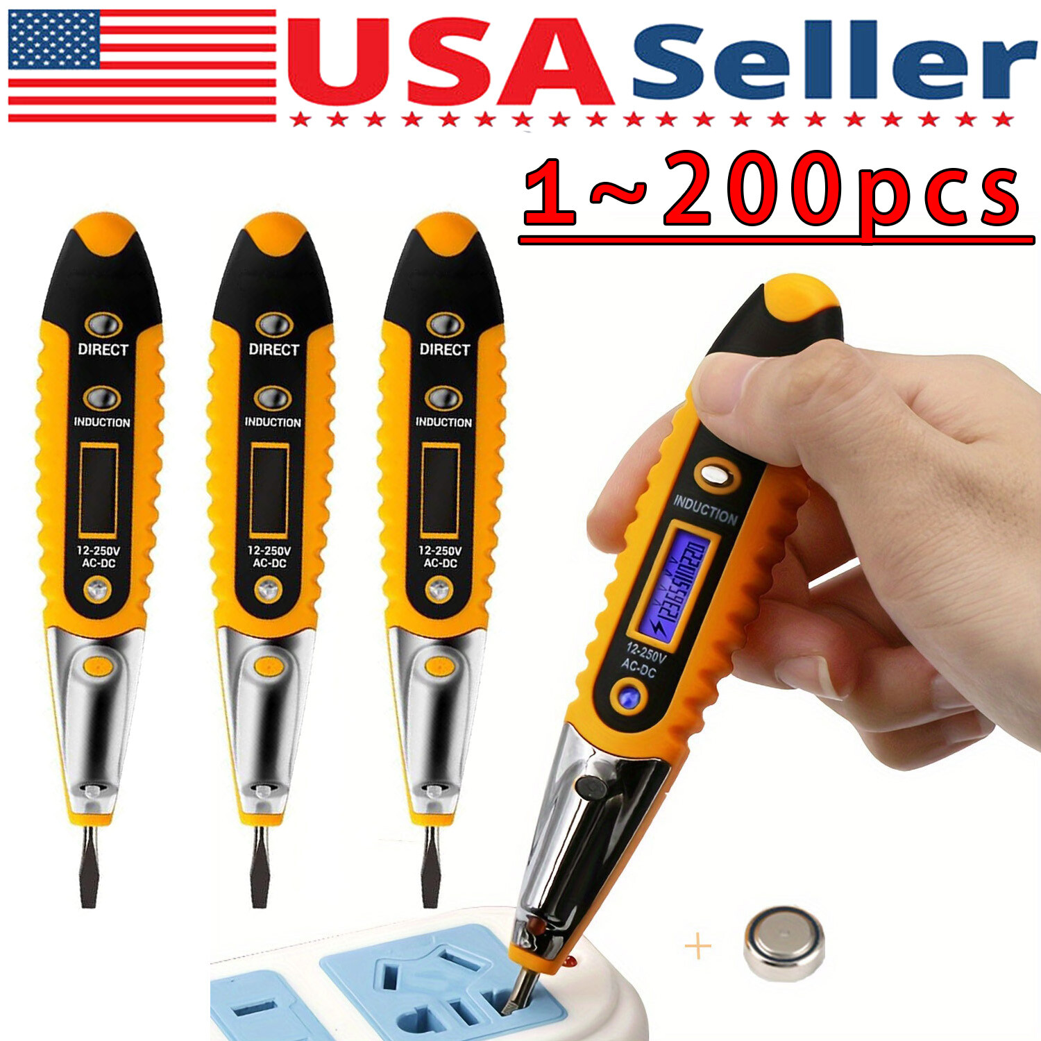 Voltage Electric Tester Volt Detector Test Pen AC DC Non-Contact Sensor 12-1000V