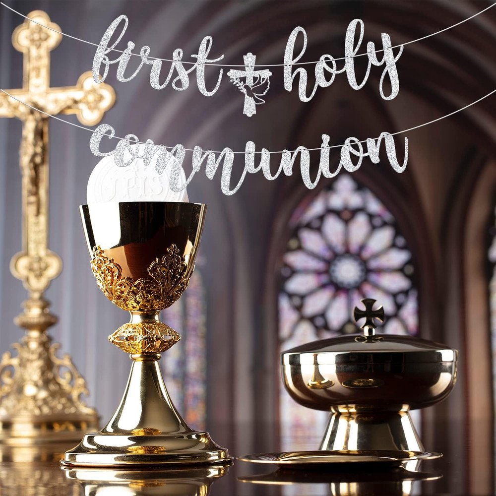 First Holy Communion Banner - Religious Celebration Decorations - Kids Birthday,