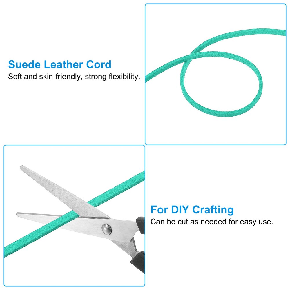 Suede Lanyard String with Roll Spool 98Yard, Flat Microfiber Cord, Peacock Green