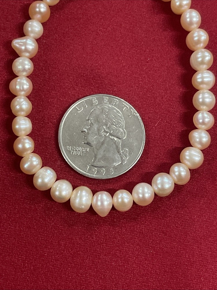 Sterling Silver 925 White Pearl Single Strand Bracelet 7”