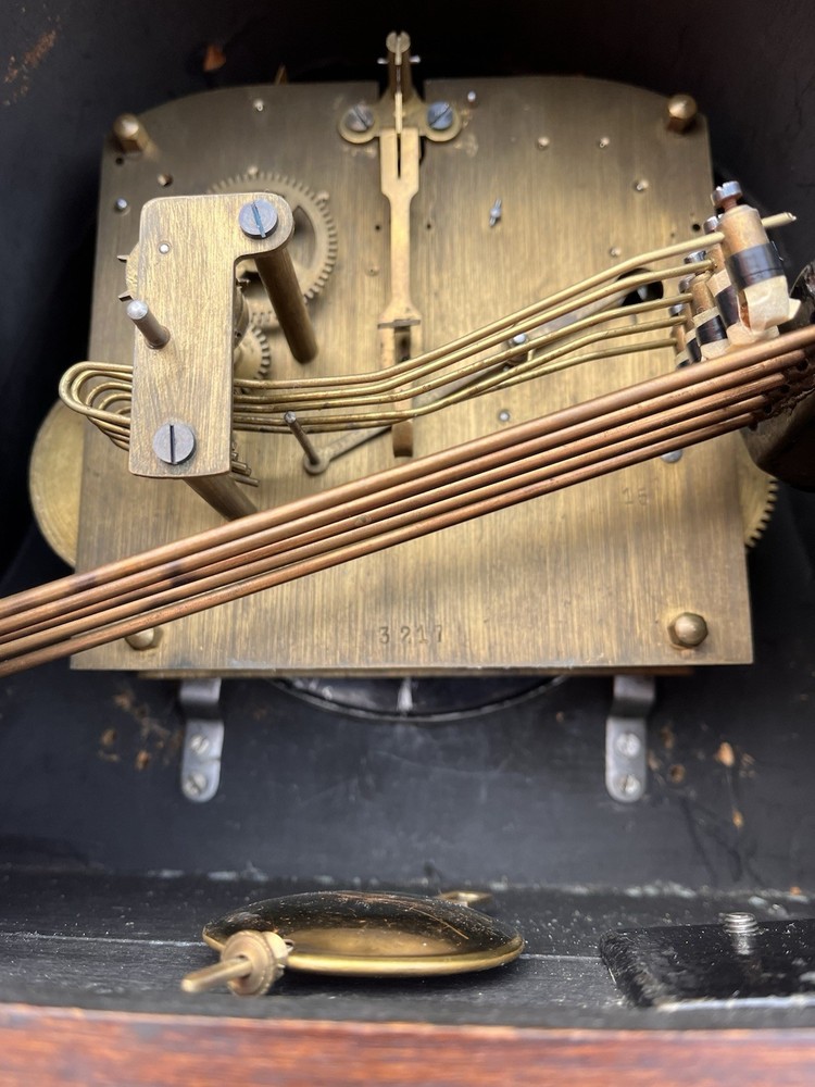 Napoleon Clock With Westminster Chime & Key In Oak Case
