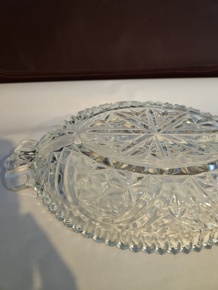 Clear Glass Serving Dish Divided 7.75" Opening