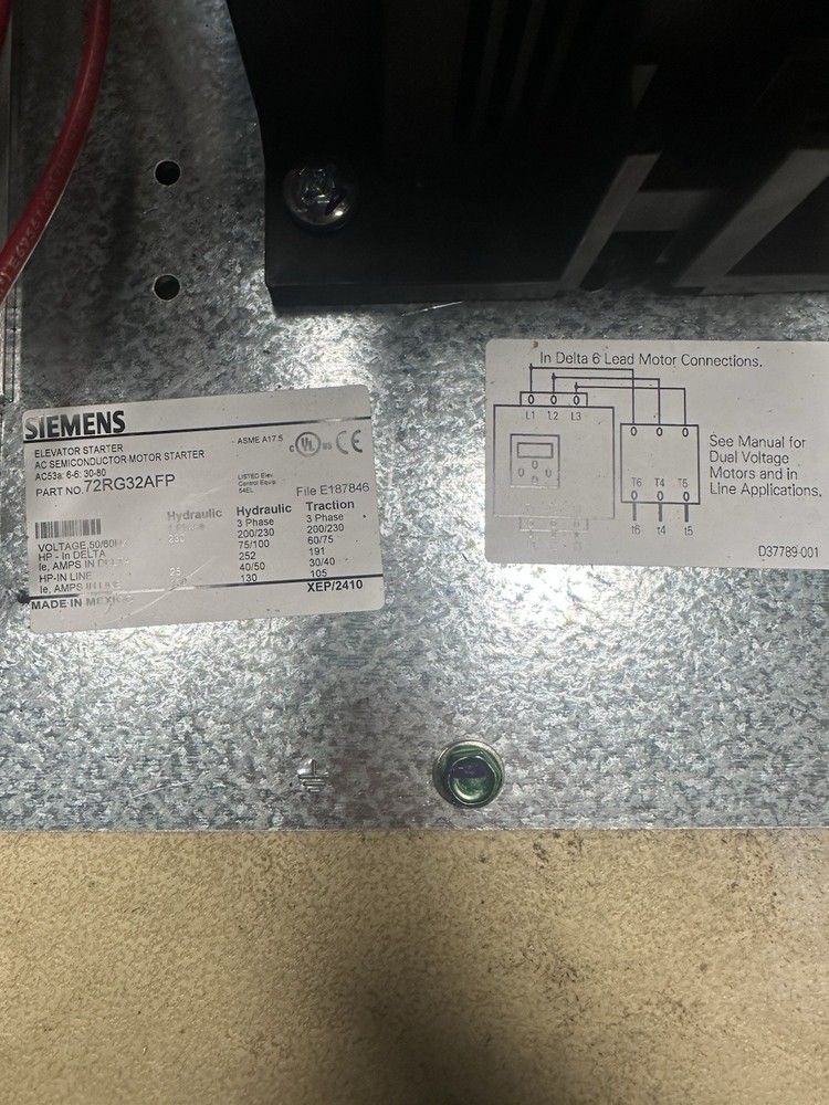 Siemens 72RG32AFP Hydraulic Elevator Ac Semiconductor Motor Starter