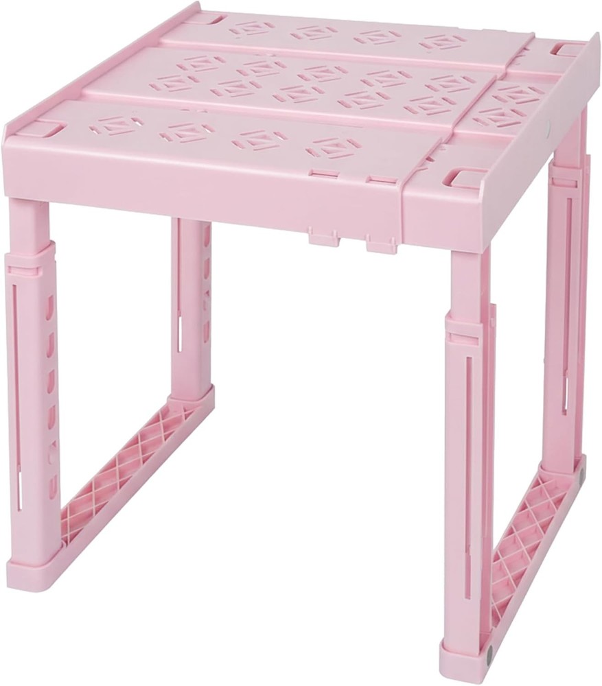 Locker Organizer Shelf， Adjustable Width and Height, Ideal Locker  (Pink)